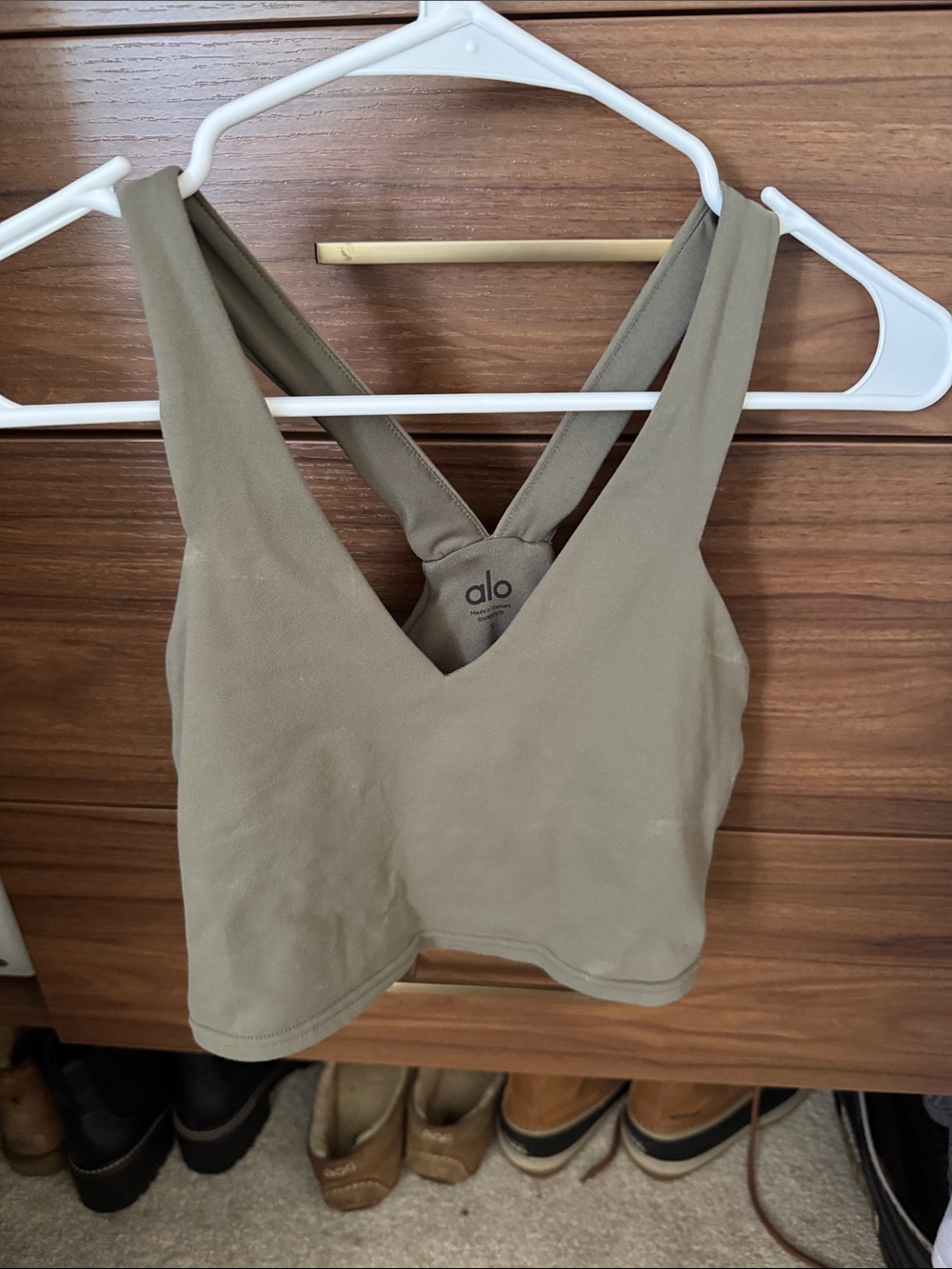 ALO Yoga Olive Taupe Racerback Sports Bra